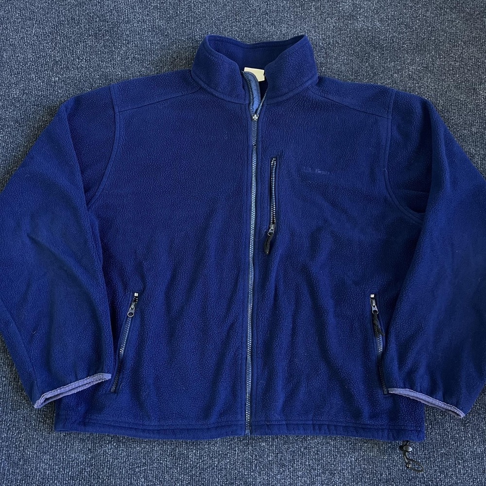 Vintage‎ LL Bean Jacket Mens XL Blue Fleece Full Zip Pockets Hiking Outdoor Warm